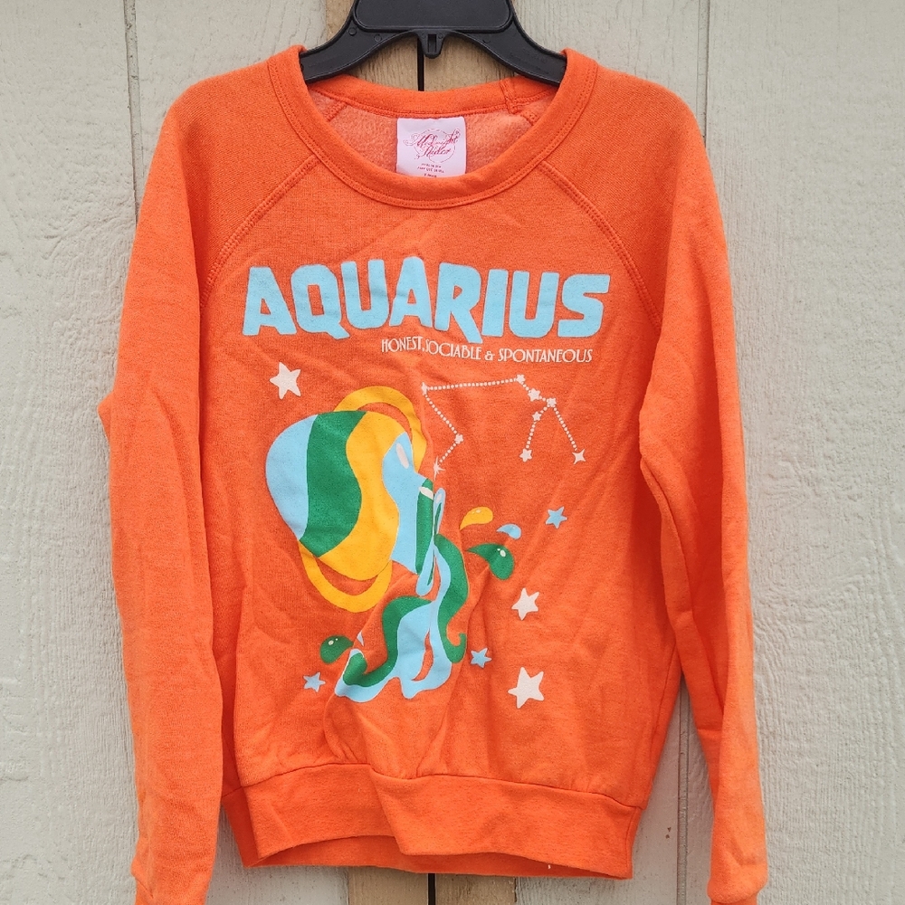 Midnight Rider Anthropologie‎ Aquarius Graphic Swearshirt Pullover Crew Boho XS